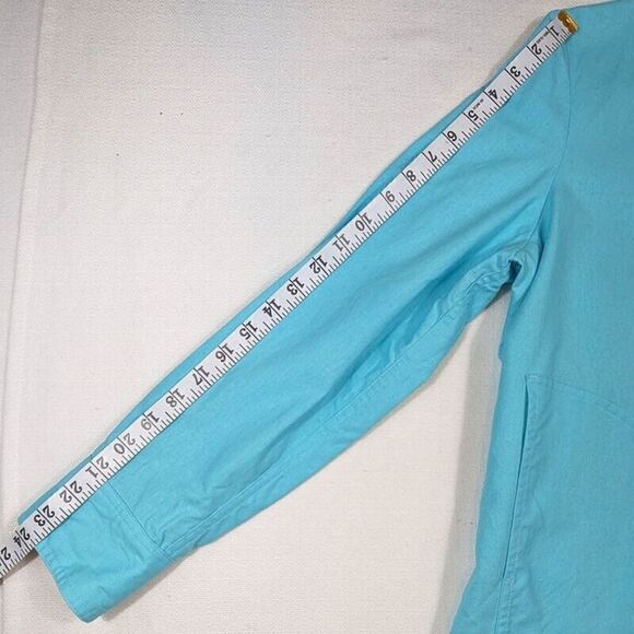 Dialogue Shacket Blazer Womens 12 Aqua Lined Button Up Long Sleeve Front Pockets - Picture 10 of 14